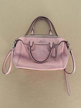 Coach Pink Pebbled Leather Satchel with Detachable Strap